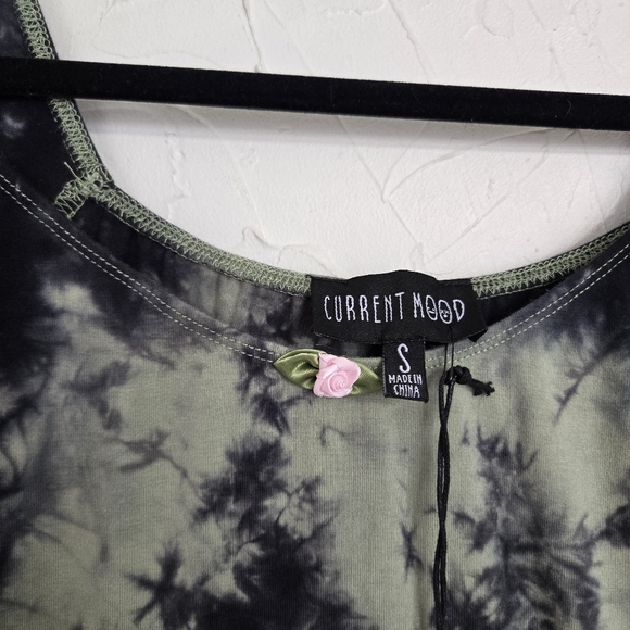 NWT Dolls Kill Current Mood Dyed Green Black Handkerchief Fairy Dress, S - Picture 7 of 9